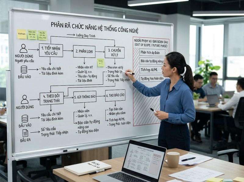 Phạm vi triển khai công nghệ cần rõ chức năng, đơn vị, người dùng và hệ thống